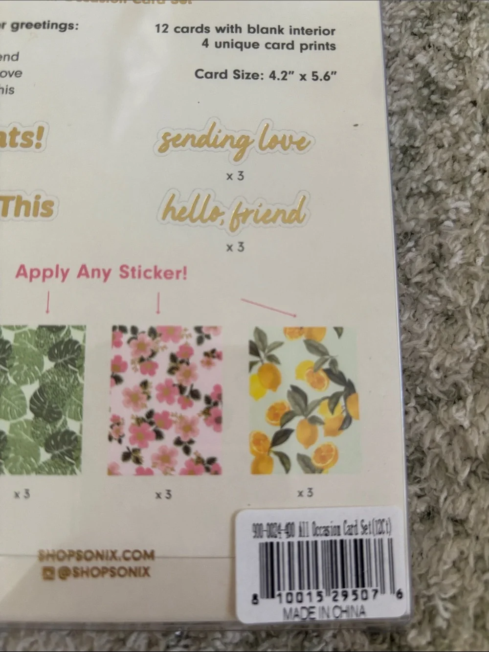 Sonix Mix n Match All-Occasion Greeting Card Set of 12 NWT cactus citrus floral